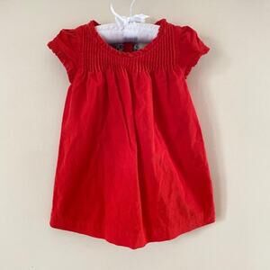 Mini Boden Pintuck Ruffle Corduroy Dress 6-12 Months
